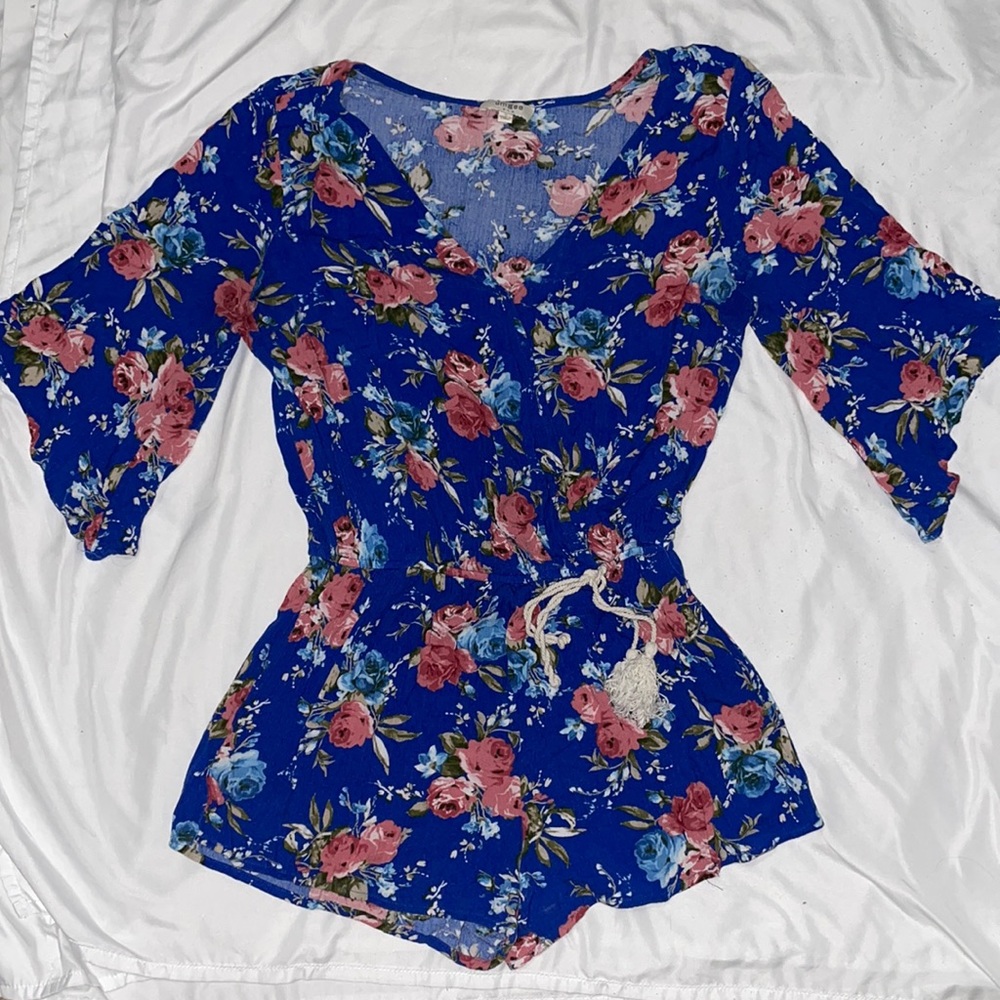 Blue Floral Umgee Romper Size Small